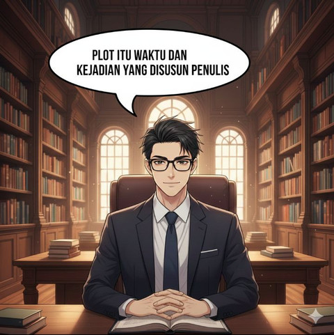 Plot dalam karya sastra prosa mewadahi cara penulis mengatur waktu dan kejadian sesuai dengan kehendaknya. (Sumber: Gemini 3 AI)