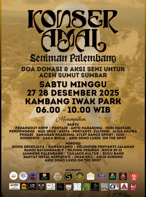 Konser amal yang digelar untuk korban bencana Sumatera di Kambang Iwak Park pada 27-28 Desember 2025/ist. 