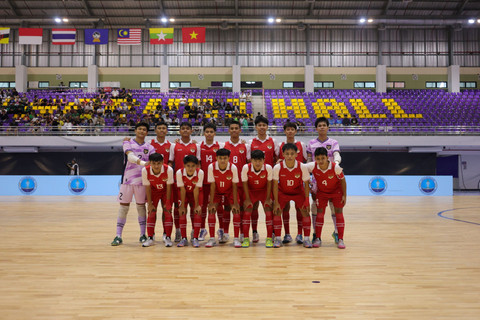 Timnas Futsal U-16 Indonesia bertanding di Piala AFF Futsal U-16 yang berlangsung di Thailand pada Desember 2025. Foto: FFI