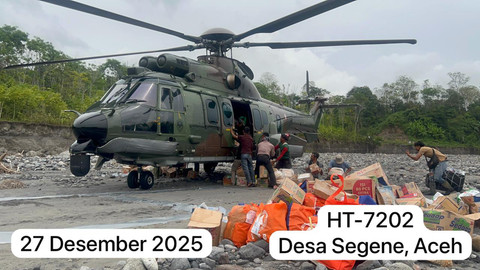 Helikopter dikerahkan untuk kirim bantuan ribuan ton beras dan logistik ke titik lokasi terisolir di Aceh. Foto: Dok. Istimewa