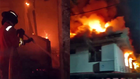 Kolase kebakaran di Panti Werdha Damai Ranomuut, Kota Manado, Sulawesi Utara, Minggu 28 Desember 2025. (foto: istimewa)