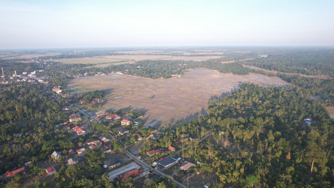 Foto udara wilayah terdampak banjir di Aceh Timur, Rabu (24/12/2025). Foto: Rama Saputra/kumparan