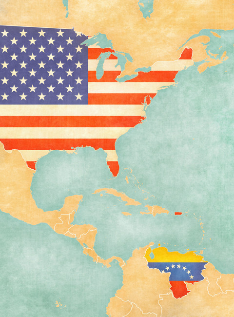 Peta Amerika Serikat dan Venezuela. Foto: Artindo/Shutterstock