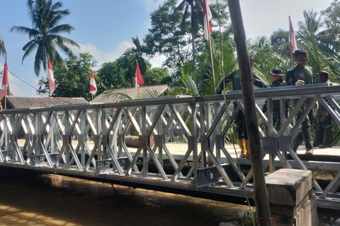 Progres pembangunan jembatan bailey di Provinsi Aceh.  Foto: Bakom RI