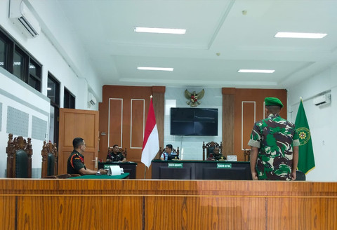 Sidang tuntutan Serma Tengku Dian Anugrah yang bunuh istrinya di Pengadilan Militer 1-02 Medan, Senin (12/1). Foto: Amar Marpaung/kumparan