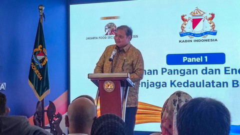 Menteri Koordinator (Menko) Bidang Perekonomian Airlangga Hartarto, saat konferensi pers Jakarta Food Security Summit di Gedung Kadin, Jakarta, Selasa (13/1). Foto: Muhammad Fhandra/kumparan