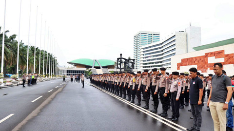 Apel pengamanan aksi unjuk rasa oleh Polres Jakarta Pusat di kompleks Gedung DPR/MPR RI, Jakarta Pusat. Foto: Dok. Humas Polres Jakarta Pusat