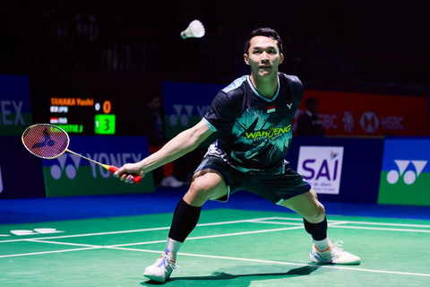 Jonatan Christie dalam pertandingan India Open 2026. Foto: PBSI