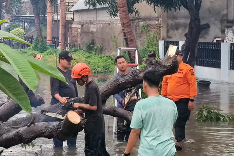 BPBD Kota Bekasi melakukan penanganan dan evakuasi imbas banjir yang menggenangi sejumlah wilayah di Kota Bekasi, Minggu (18/1/2026). Foto: Dok. BPBD Bekasi