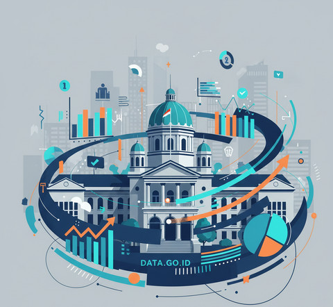 Ilustrasi Gambar ini merepresentasikan kontras antara fisik gedung pemerintahan dengan kompleksitas data statistik. (Sumber foto: Idisign)