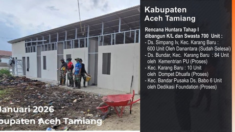 Pogres hunian sementara untuk korban bencana Sumatera. Foto: Bakom RI