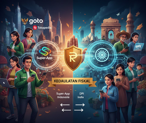 Ilustrasi Meniru Indonesia Atau India Dalam Ekonomi Global. AI