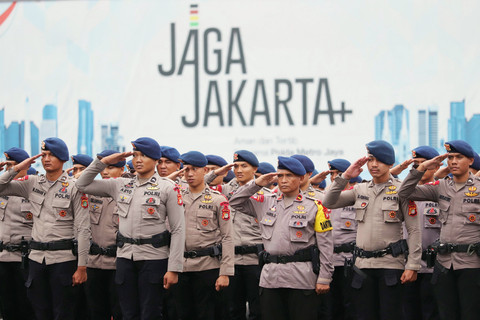 Suasana apel gelar pasukan Operasi Pekat Jaya 2026 yang dihadiri unsur TNI, Pemprov DKI Jakarta, serta para Kapolres di wilayah hukum Polda Metro Jaya di Lapangan Presisi Ditlantas Polda Metro Jaya, Jakarta, Rabu (28/1/2026). Foto: Jamal Ramadhan/kumparan