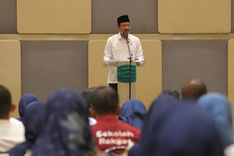 Mensos Saifullah Yusuf (Gus Ipul) menghadiri Koordinasi Penyelenggaraan Sekolah Rakyat Tahun 2026 yang diikuti 166 Kepala Sekolah Rakyat di Bekasi, Jawa Barat, Jumat (30/1). Foto: Dok Kemensos