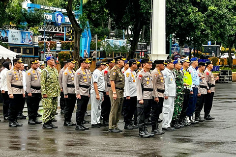 Apel Gelar Pasukan Ops Keselamatan Jaya 2026 di Polda Metro Jaya, Senin (2/2/2026). Foto: Rayyan/Kumparan