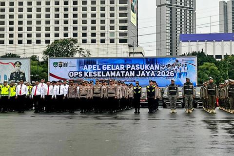 Apel Gelar Pasukan Ops Keselamatan Jaya 2026 di Polda Metro Jaya, Senin (2/2/2026). Foto: Rayyan/Kumparan