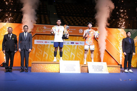 Tunggal putra Indonesia, Zaki Ubaidillah (Ubed), sukses menjuarai Thailand Masters 2026.   Foto: Dok. PBSI