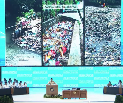 Presiden Prabowo paparkan permasalahan sampah di acara Rakornas Pemerintah Pusat dan Daerah d Sentul, 2 Februari 2026. Foto: Youtube/Sekretariat Presiden