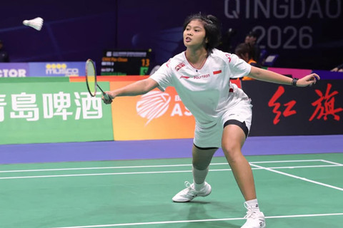 Thalita Ramadhani Wiryawan saat bermain di  Badminton Asia Team Championships (BATC) 2026 di Qingdao Conson Gymnasium, China. Foto: Instagram @badminton.ina
