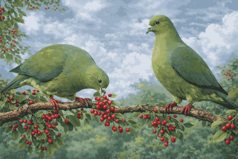 Punai salung adalah pemakan buah sejati. Buah ara atau ficus menjadi salah satu sumber pakan utama (Gambar: Fabian S.R.)