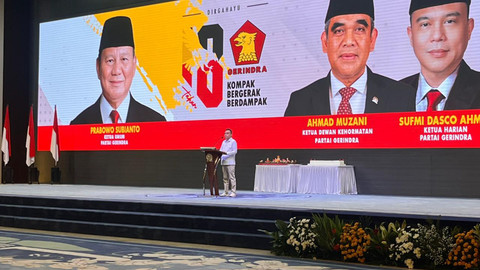 Ketua Harian Partai Gerindra sekaligus Wakil Ketua DPR Sufmi Dasco Ahmad saat syukuran HUT Gerindra ke-18 di Kompleks Parlemen, Senayan, Jakarta, Jumat (6/2). Foto: Nasywa Athifah/kumparan