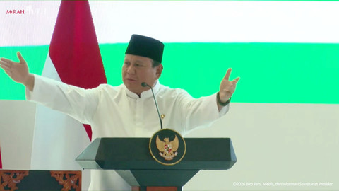 Presiden Prabowo Subianto memberikan sambutan saat menghadiri pengukuhan pengurus MUI 2025-2030 di Masjid Istiqlal, Jakarta Pusat, Sabtu (7/2/2026). Foto: YouTube/ Sekretariat Presiden