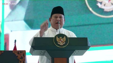 Presiden Prabowo Subianto memberikan sambutan saat menghadiri pengukuhan pengurus MUI 2025-2030 di Masjid Istiqlal, Jakarta Pusat, Sabtu (7/2/2026). Foto: YouTube/ Sekretariat Presiden