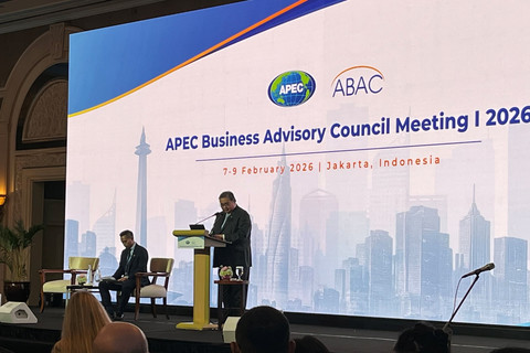 Menko Bidang Perekonomian Airlangga Hartarto memberikan sambutan saat Opening Ceremony ABAC Meeting I 2026 di Jakarta, Sabtu (7/2/2026). Foto: Fariza Rizky Ananda/kumparan