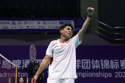 Mohammad Zaki Ubaidillah saat bertanding di Badminton Asia Championships (BATC) 2026. Foto: PBSI