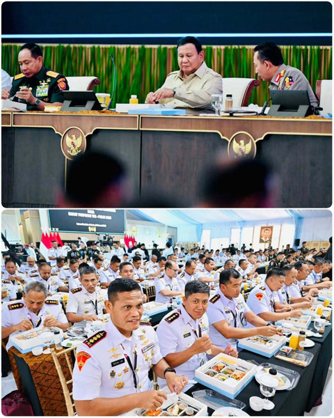 Presiden Prabowo Subianto memberikan taklimat kepada para peserta Rapat Pimpinan (Rapim) TNI dan Polri di Istana Merdeka, Jakarta, Senin (9/2/2026). Foto: sekretariat.kabinet/instagram