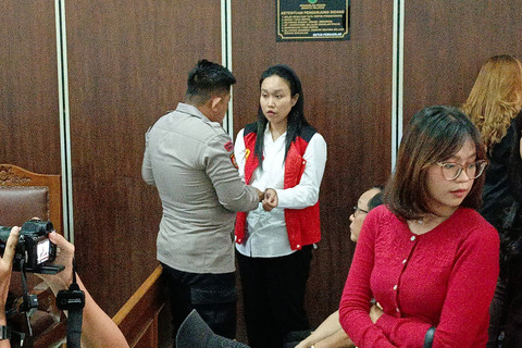 Melani Mecimapro saat jalani sidang vonis di Pengadilan Negeri Jakarta Selatan. Foto: Aprilandika Pratama/kumparan