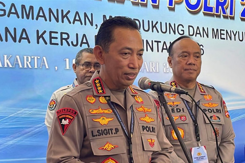 Kapolri Jenderal Listyo Sigit, saat diwawancara disela rapat pimpinan polri, Jakarta Timur, Selasa (10/2/2026). Foto: Rayyan/Kumparan