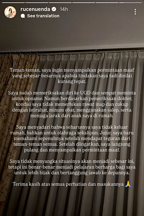 Klarifikasi Selebgram Ruce Nuanda usai keluyuran di ruang publik saat campak. Foto: @rucenuanda/Instagram