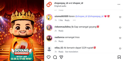 Tanggapan pengguna yang memainkan Goyang ShopeePay. Foto: dok. Istimewa
