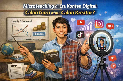 Ilustrasi microteaching di era konten digital. Foto: Generated by AI
