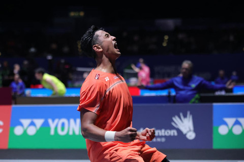 Alwi Farhan dalam laga All England 2026 di Utilita Arena, Kamis (5/3) malam WIB. Foto: Dok. PBSI