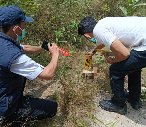 Kerangka manusia ditemukan di Areal Compertemen E 057 PT RAPP Estate Teso Blok Teso Barat, Desa Bukit Raya, Kecamatan Singingi Hilir, Kabupaten Kuansing, Riau. dok: Istimewa