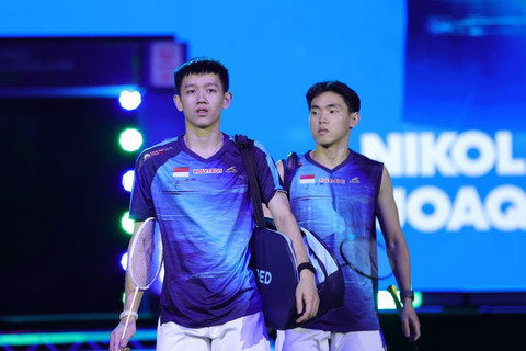 Ganda putra Indonesia Raymond dan Joaquin di semifinal All England 2026. Foto: PBSI