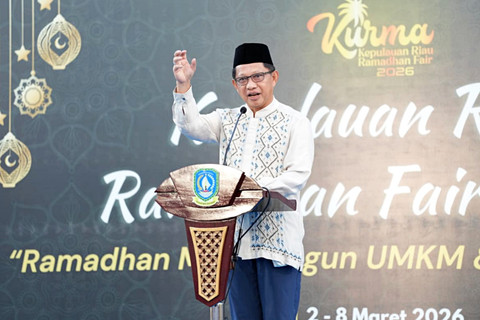 Mendagri Tito Karnavian dalam acara Penutupan Kepulauan Riau Ramadan Fair Tahun 2026 di halaman Gedung Dekranasda, Kota Tanjungpinang, Kepulauan Riau, Minggu (8/3/2026). Foto: Dok. Kemendagri