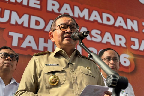 Gubernur Jakarta Pramono Anung menghadiri Bazaar Ramadan Prime di Balai Kota Jakarta, Senin (9/3/2026). Foto: Amira Nada/kumparan