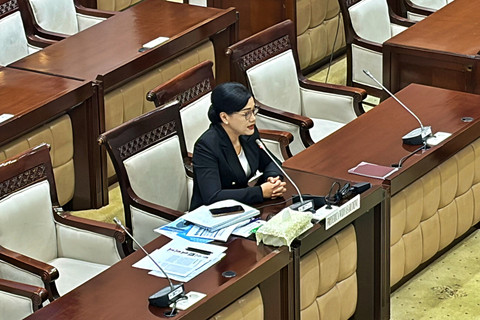 Pjs Ketua sekaligus Wakil Ketua DK OJK, Friderica Widyasari Dewi, dalam Fit and Proper Test bersama Komisi XI DPR RI di Kompleks Parlemen, Jakarta, Rabu (11/3/2026). Foto: Najma Ramadhanya/kumparan