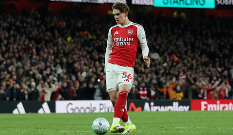 Selebrasi Max Dowman saat Arsenal vs Everton dalam lanjutan Liga Inggris 2025/26 di Stadion Emirates, Minggu (15/3) dini hari WIB. Foto: Action Images via Reuters/Paul Childs