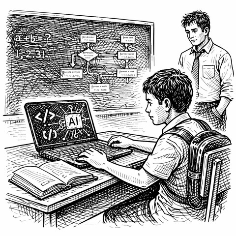 Algoritma di meja belajar. Foto: Generated by AI