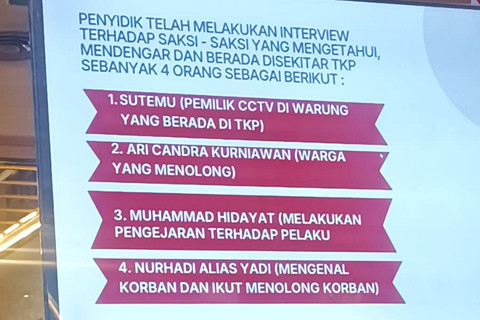4 saksi yang berada di TKP saat penyiraman air keras terhadap Andrie Yunus yang ditampilkan oleh pihak kepolisian di Polda Metro Jaya, Senin (16/3). Foto: Ryan Iqbal/kumparan