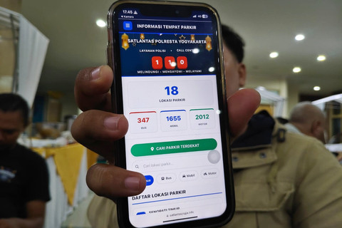 Tampilan website untuk mencari parkir di Kota Yogya saat libur Lebaran. Foto: Arfiansyah Panji Purnandaru/kumparan