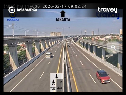 Lalu lintas Jalan Layang MBZ pagi ini, pada Selasa (17/3). Foto: Dok. CCTV Travoy Jasa Marga