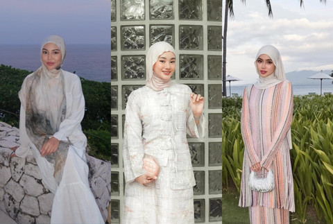 Inspirasi gaya model hijab untuk Lebaran. Foto: Instagram @daraarafah, @dindahw, @sashfir