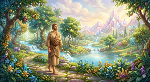 Nabi Adam sebagai Manusia Pertama di Muka Bumi (Sumber: AI)