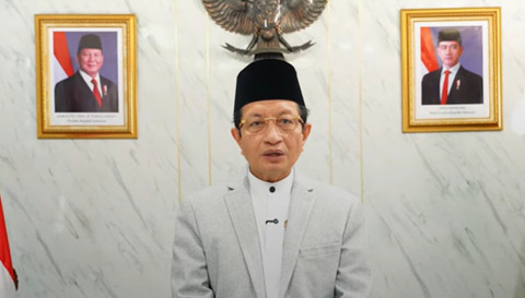 Menag Nasaruddin Umar saat sampaikan ucapan Idul Fitri. Foto: Dok. Youtube Kemenag RI