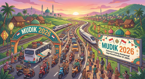 Ilustrasi mudik 2026. Sumber: Gemini Generated